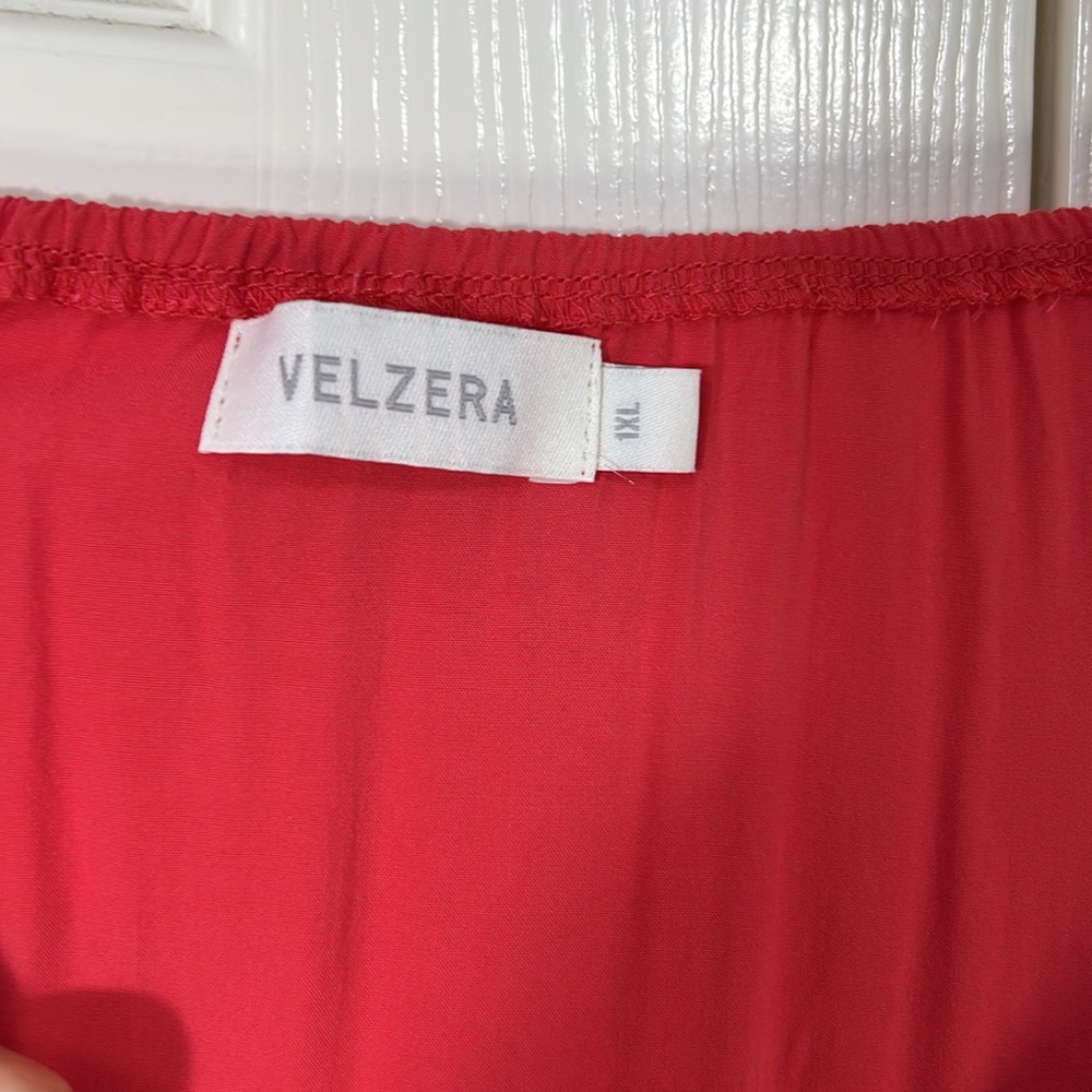 Velzera Coral Red and Blue Embroidered Floral Tunic Sz XXL - Picture 7 of 10
